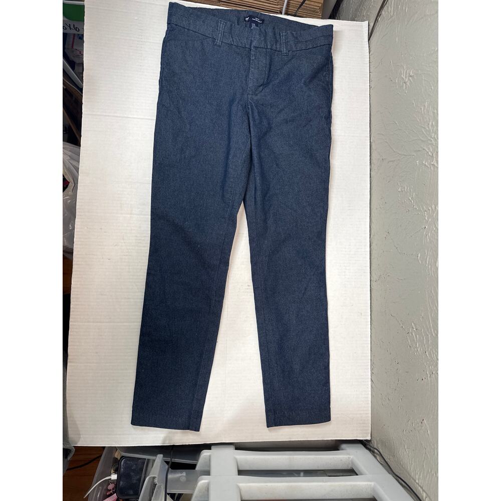Gap Slim City Denim‎ Chambray Trouser Cropped Pants Blue Career Size 2R